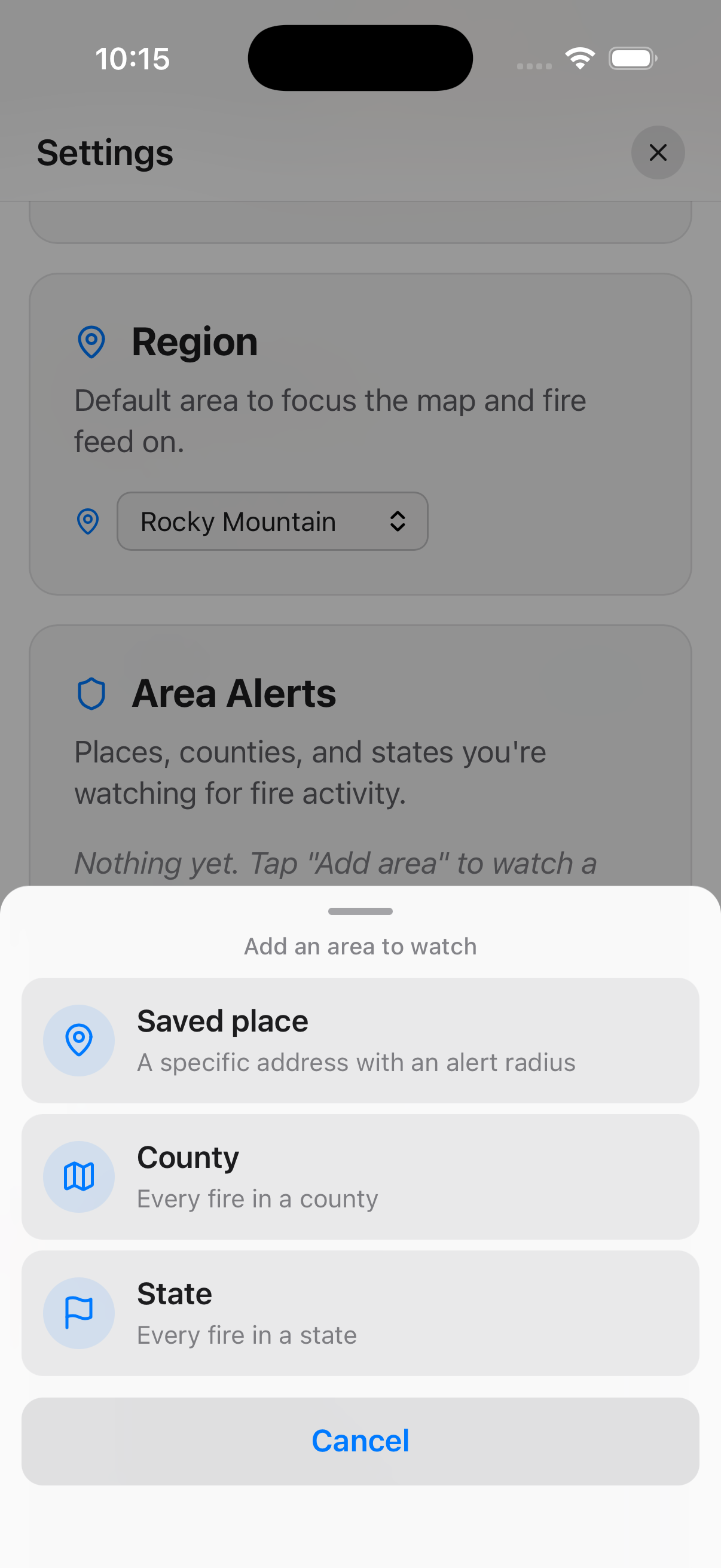 WildFireVantage — Custom Alert Zones