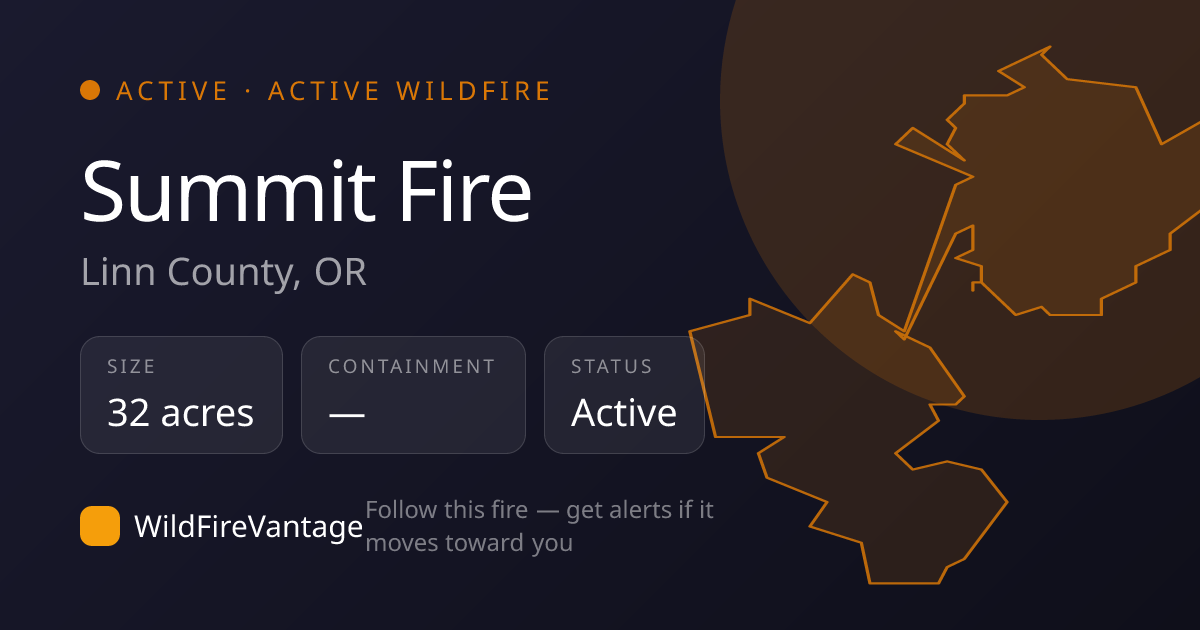 Summit Fire, Linn County, OR — Map, Size & Updates | WildFireVantage